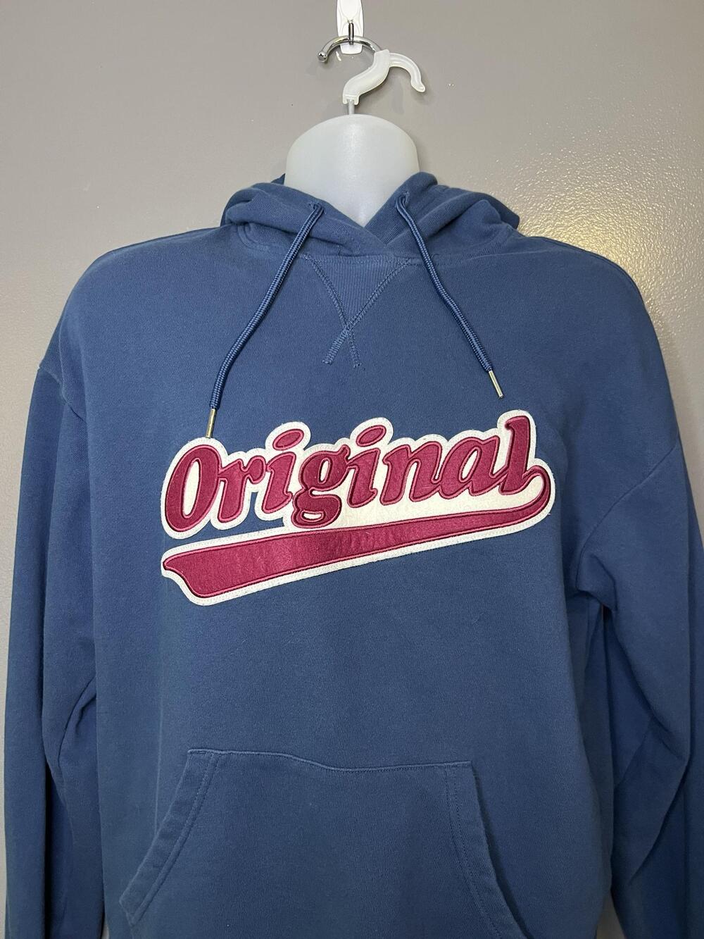 Original Use Hoodie Mens Small Blue Fleece Pullover Original Logo Sweatshirt